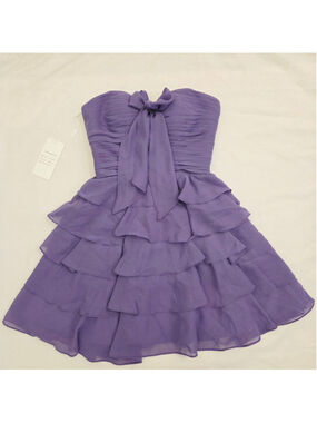Women's Weinaze Strapless Ruffled Mini Dress in Purple size 2